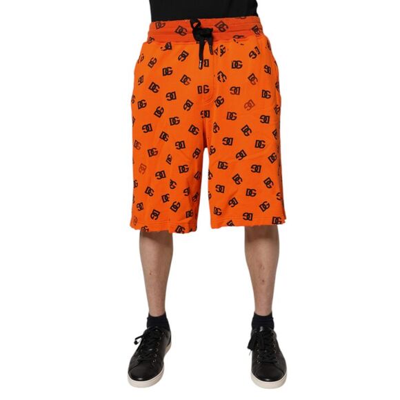 Dolce & Gabbana Orange Logo Monogram Cotton Bermuda Men's Shorts (Pre-Owned)
